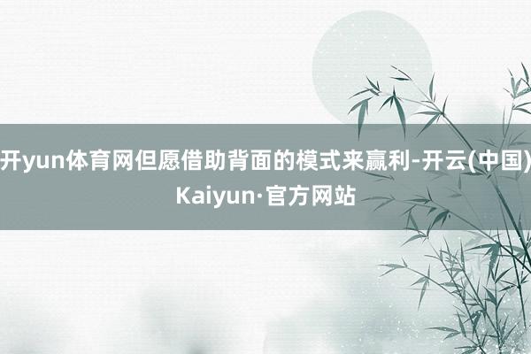开yun体育网但愿借助背面的模式来赢利-开云(中国)Kaiyun·官方网站