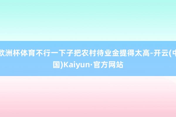 欧洲杯体育不行一下子把农村待业金提得太高-开云(中国)Kaiyun·官方网站