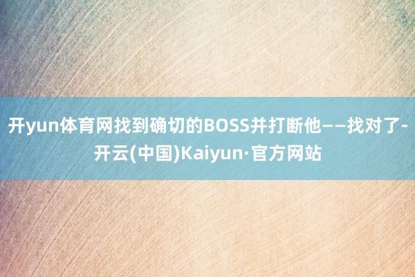开yun体育网找到确切的BOSS并打断他——找对了-开云(中国)Kaiyun·官方网站