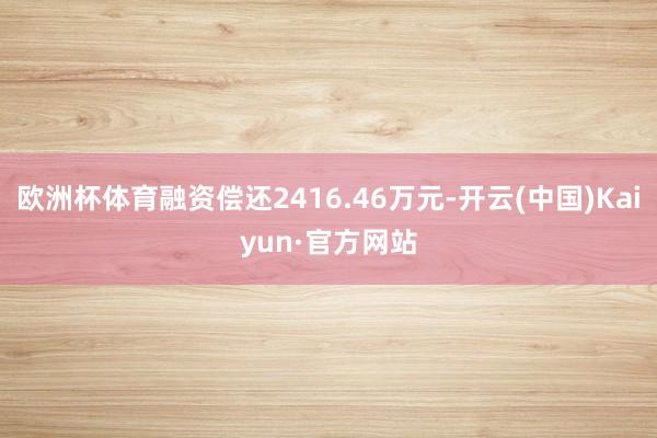欧洲杯体育融资偿还2416.46万元-开云(中国)Kaiyun·官方网站