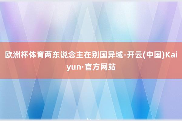 欧洲杯体育两东说念主在别国异域-开云(中国)Kaiyun·官方网站