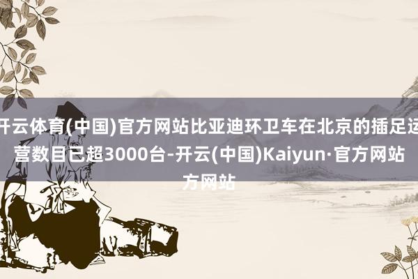 开云体育(中国)官方网站比亚迪环卫车在北京的插足运营数目已超3000台-开云(中国)Kaiyun·官方网站